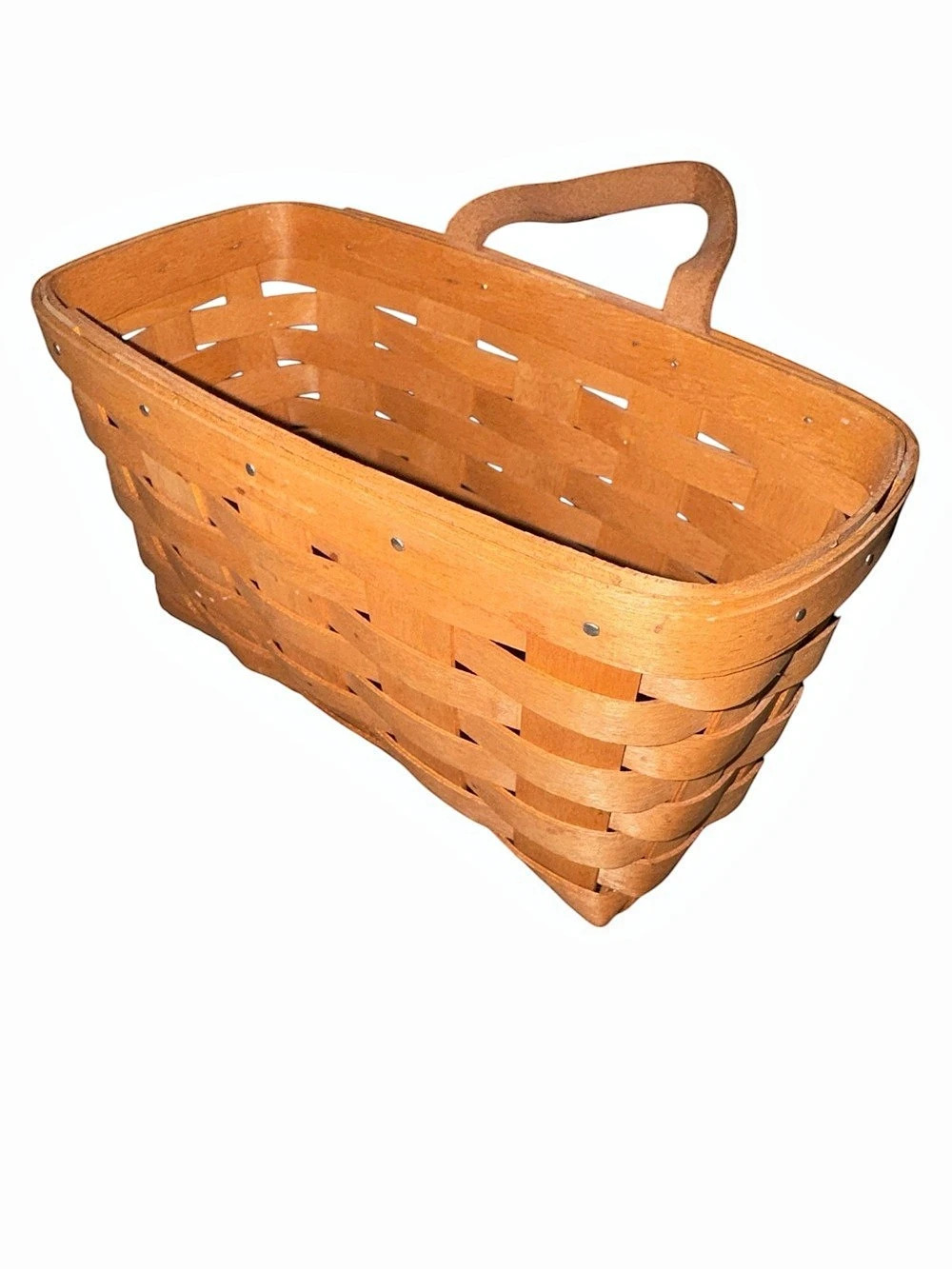 Longaberger Woven Wood Basket with Handle in Brown